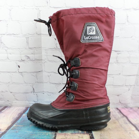 LaCrosse Shoes - LaCrosse Red Nylon Drawstring Insulated Winter Snow Duck Boots Size 6